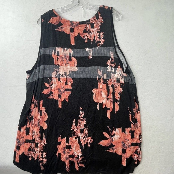 Women’s Plus Size 2X Premise Studio Black & Pink Floral Long Tunic Tank Top - Picture 9 of 16